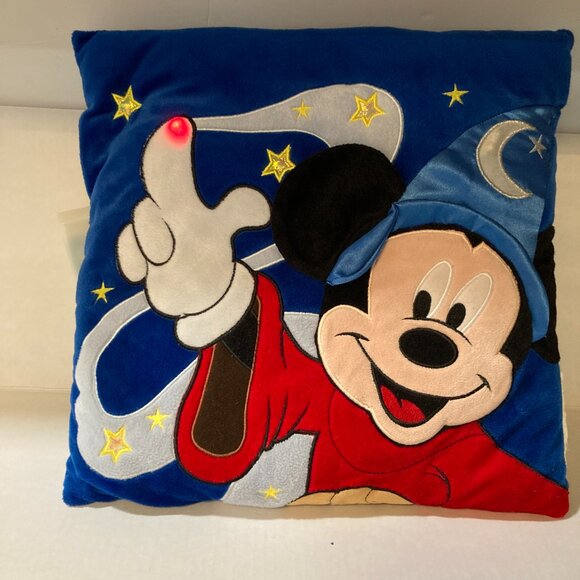 Vintage Disney Mickey Mouse Sorcerers Apprentice Hat Throw Pillow Lights Magic - Picture 2 of 12